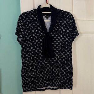 Talbots Navy and White Patterned Top - sailor inspired